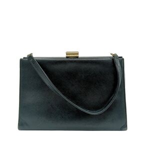 Black Leather Top-Handle Shoulder Bag